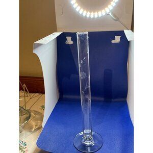 Vintage Hand-Blown Etched Glass Bud Vase - 10" Tall